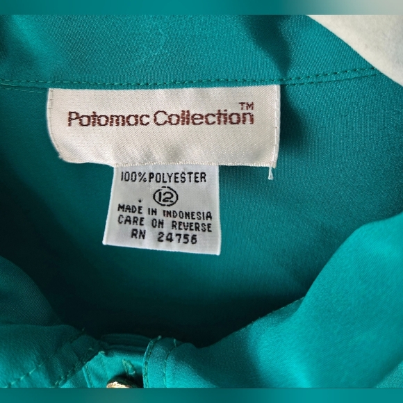 Vintage Potomac Collection green blouse 12 - Picture 2 of 6